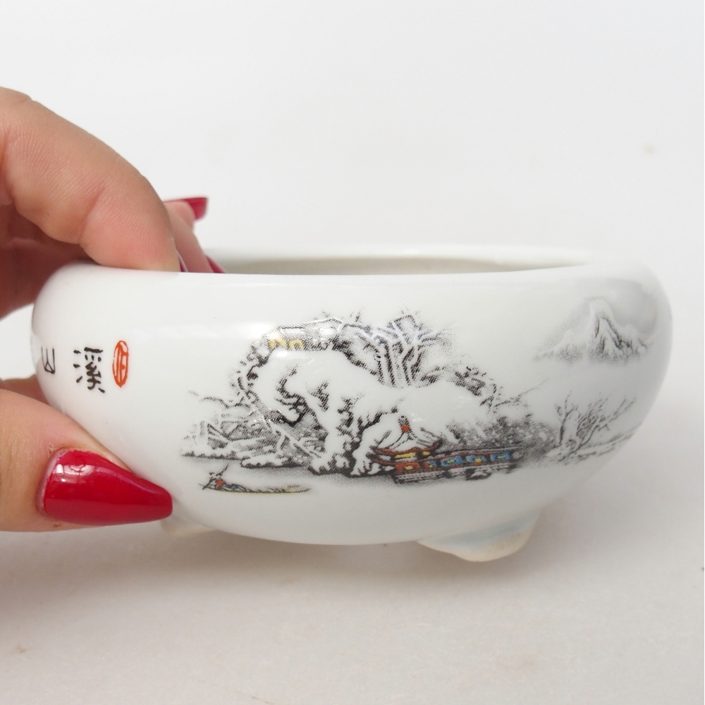 kerámia bonsai tál 10 x 10 x 5 cm, fehér színben