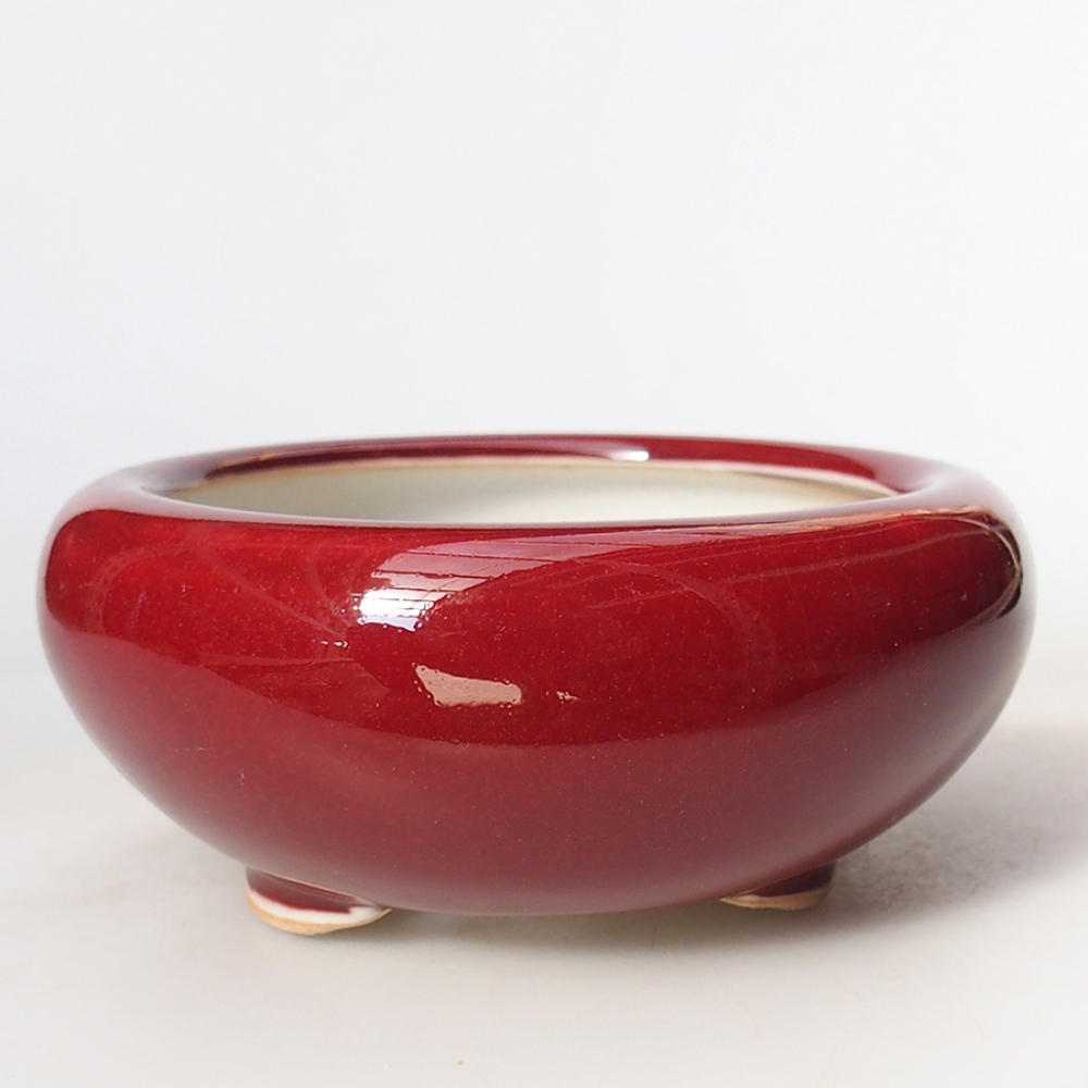 kerámia bonsai tál 10,5 x 10,5 x 4,5 cm, piros színben