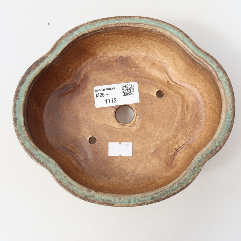 Kerámia bonsai tál, 17,5 x 15,5 x 5,5 cm, zöld színű