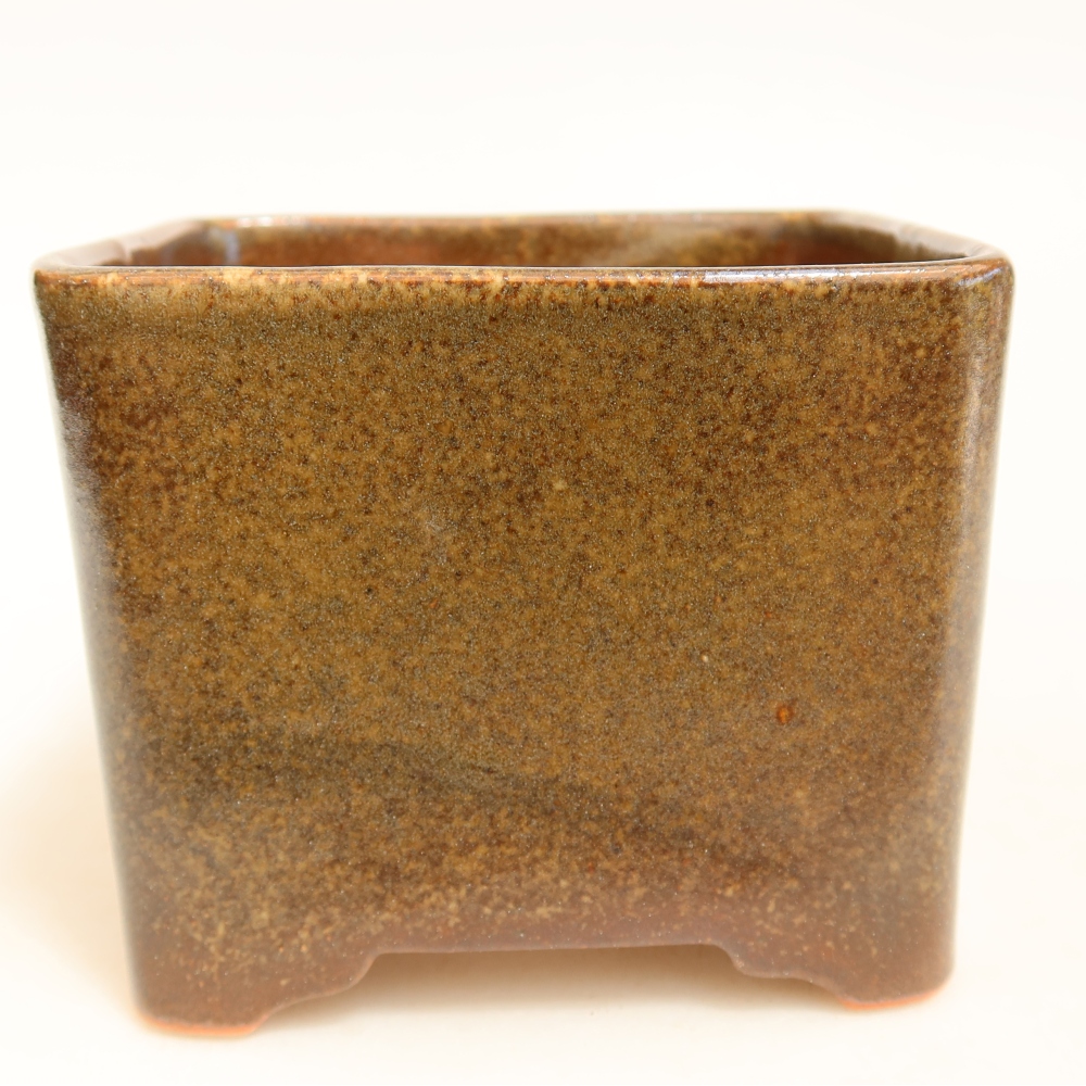 Kerámia bonsai tál, 10 x 10 x 8,5 cm, barna színű