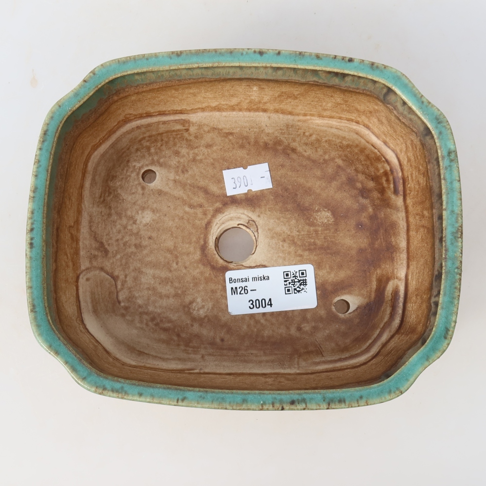 Kerámia bonsai tál 17,5 x 14,5 x 5 cm, zöld