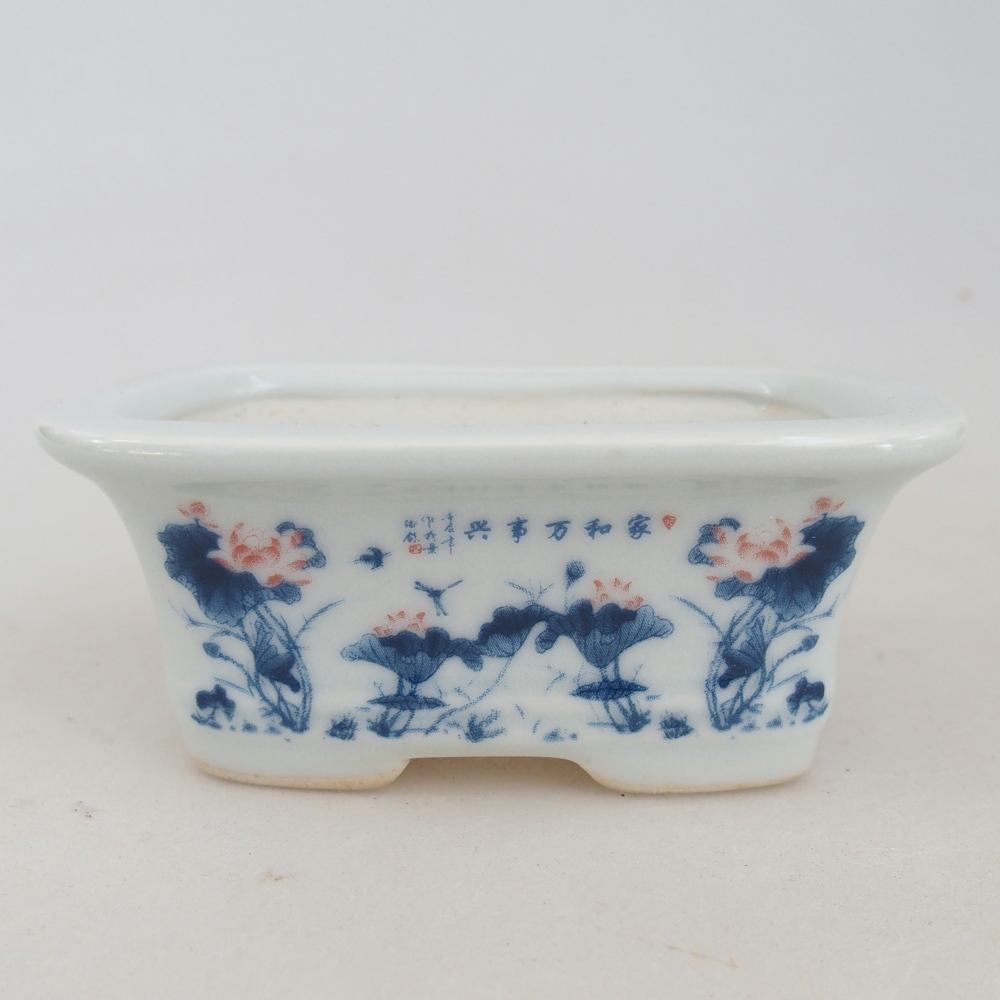 Mini bonsai tál 10 x 7,5 x 4 cm, fehér színben