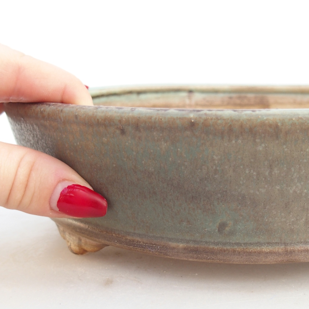 Kerámia bonsai tál 21,5 x 21,5 x 6 cm, zöld