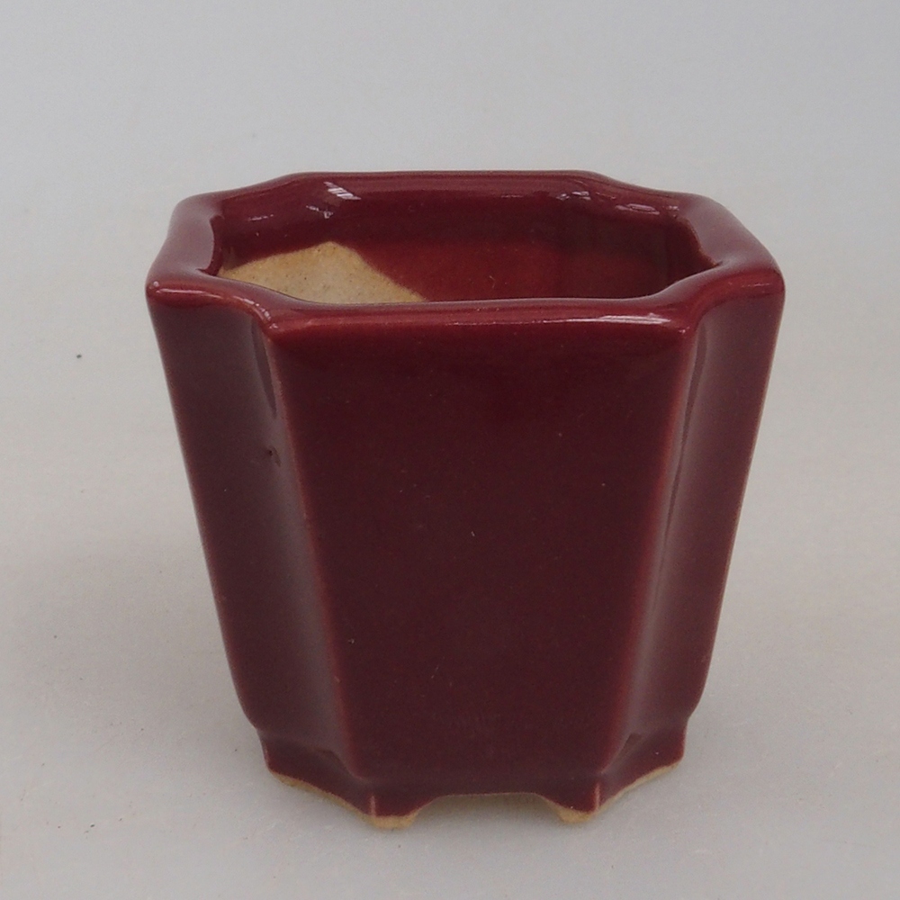 Mini bonsai tál 4 x 4 x 3,5 cm, bordó színű