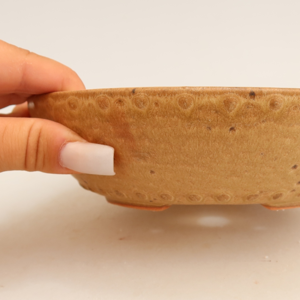 Kerámia bonsai-tál, 17,5 x 17,5 x 4,5 cm, bézs színű