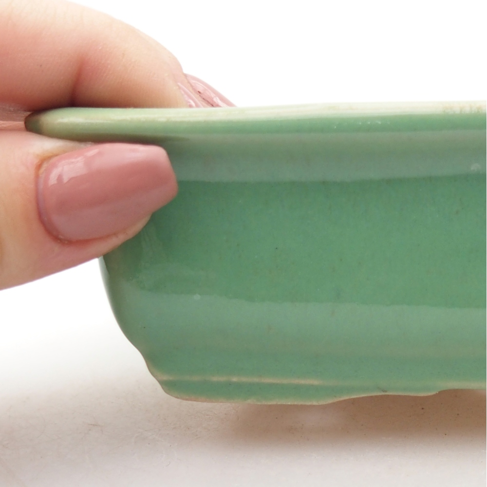 kerámia bonsai tál 13,5 x 10 x 4 cm, zöld