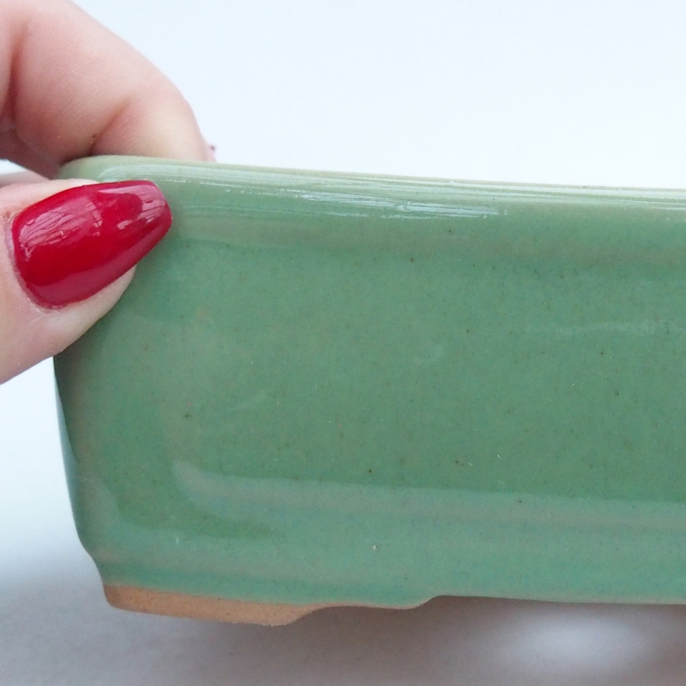 kerámia bonsai tál 13 x 10 x 5 cm, zöld