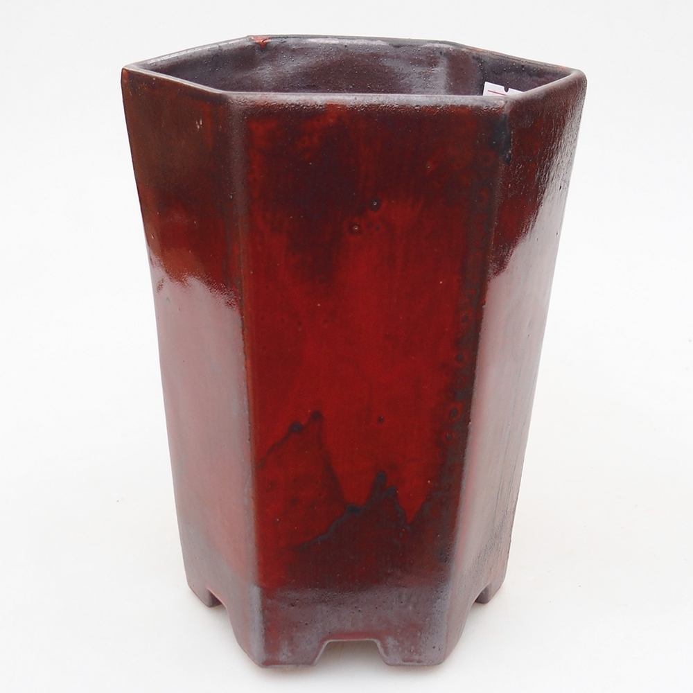 kerámia bonsai tál 13 x 11,5 x 17 cm, piros színű