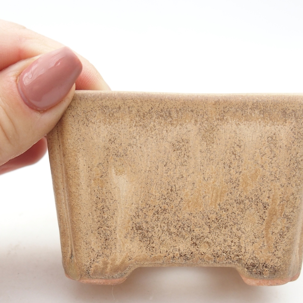 kerámia bonsai tál 7,5 x 5,5 x 5 cm, bézs színű