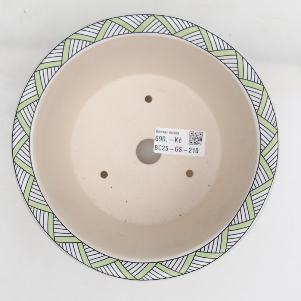 kerámia bonsai tál 17 x 17 x 9 cm, zöld-fehér színben