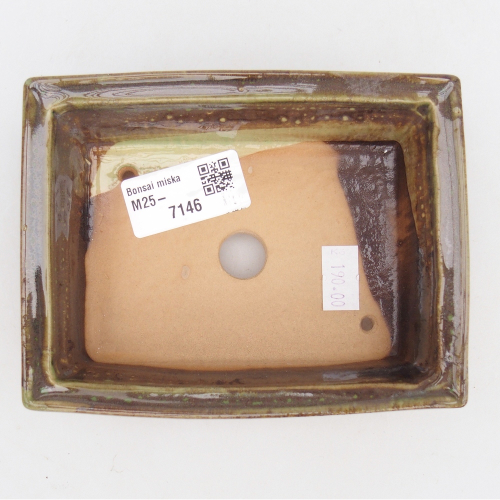 kerámia bonsai tál 13 x 10 x 4 cm, zöld