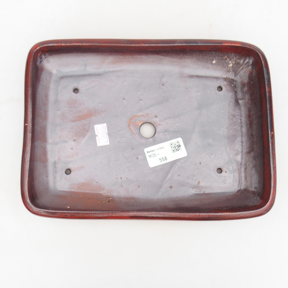 kerámia bonsai tál 24 x 17,5 x 4 cm, piros színben