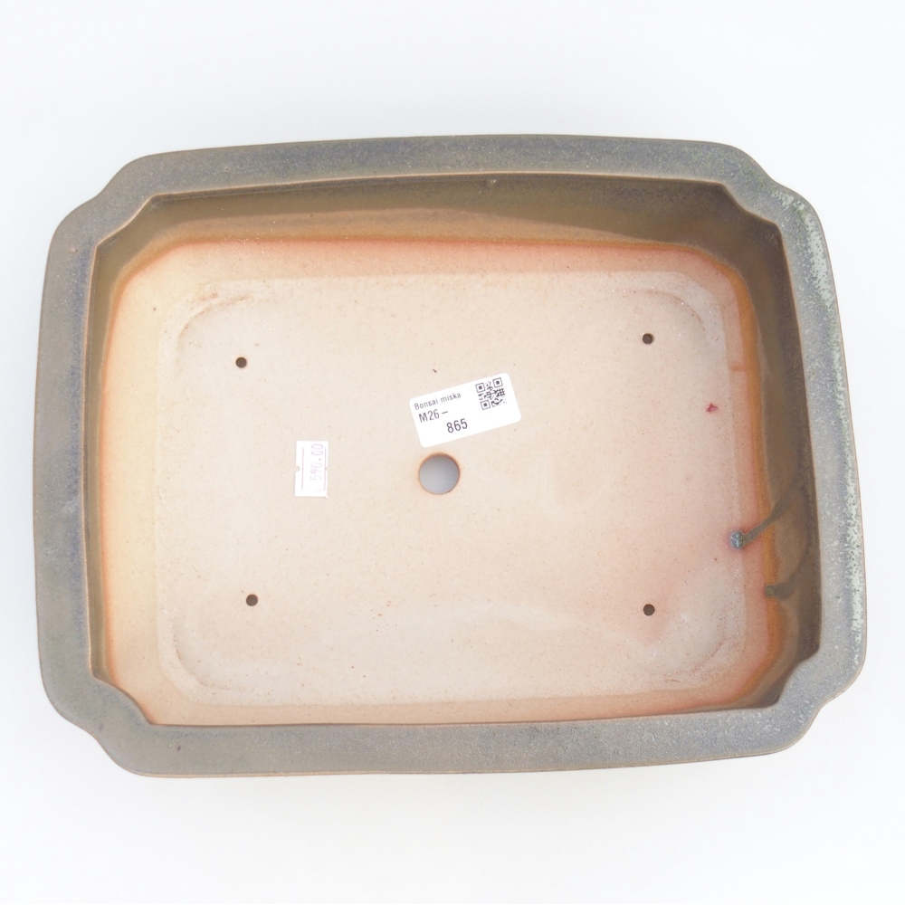 kerámia bonsai tál 28 x 22,5 x 7 cm, zöld-barna