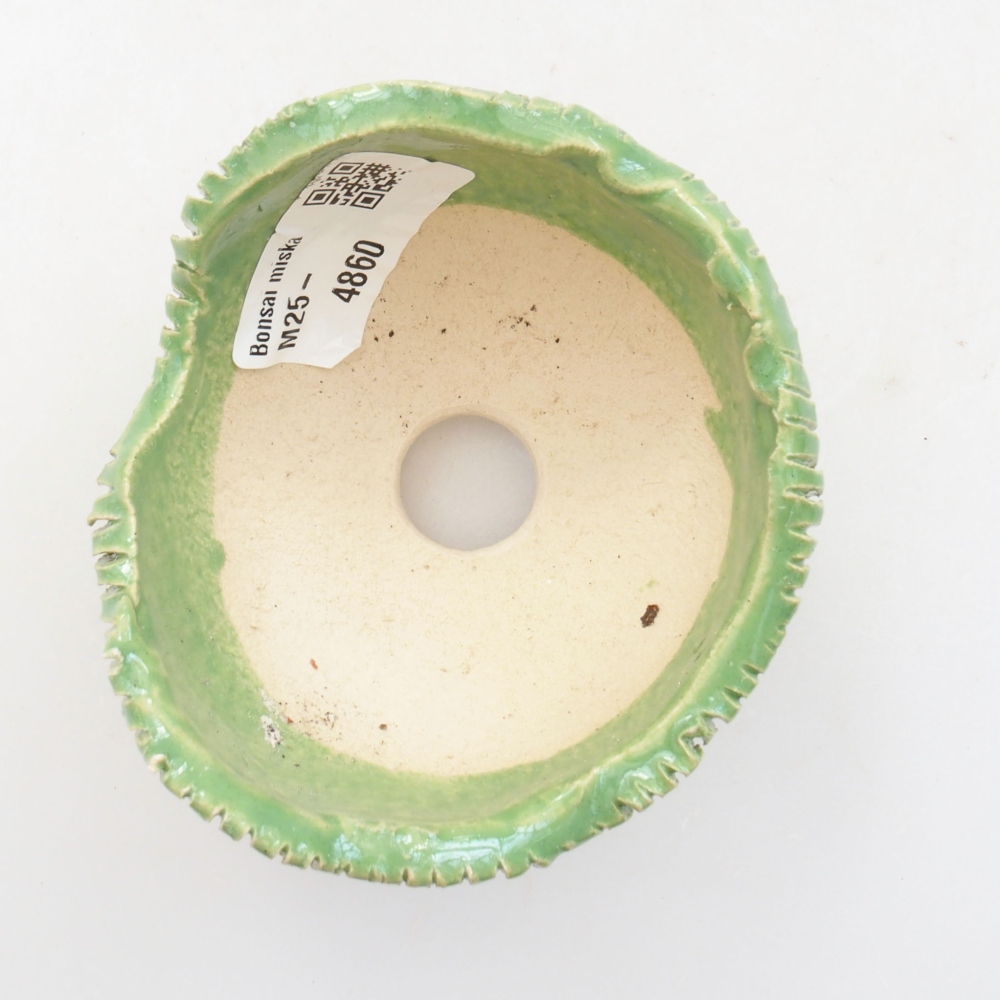 Kerámia kagyló 7,5 x 7,5 x 5,5 cm , zöld színű