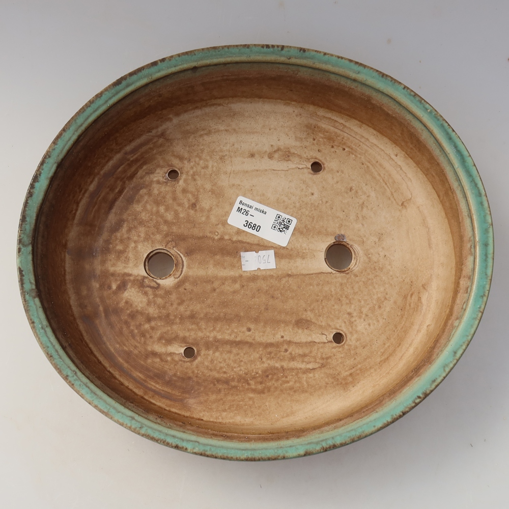 Kerámia bonsai-tál 26 x 24 x 6 cm, zöld színű