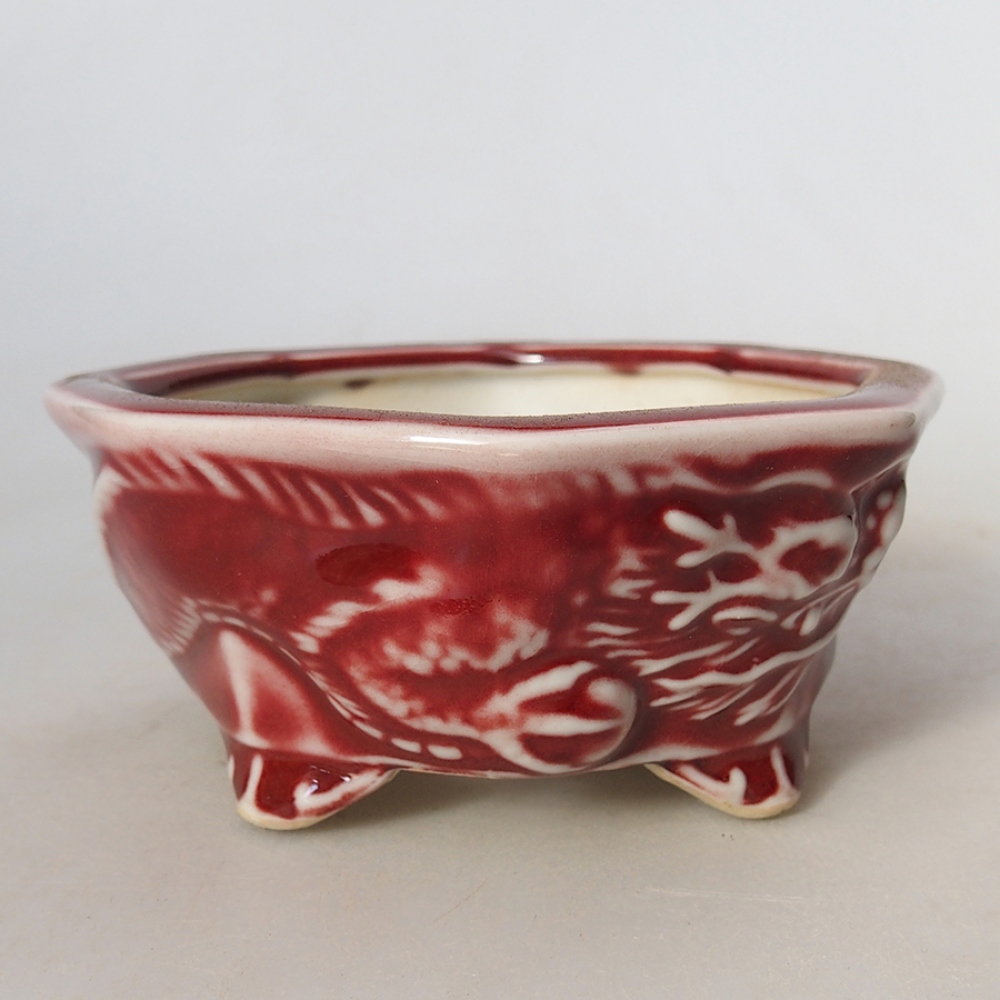 kerámia bonsai tál 11 x 10 x 5 cm, piros színben