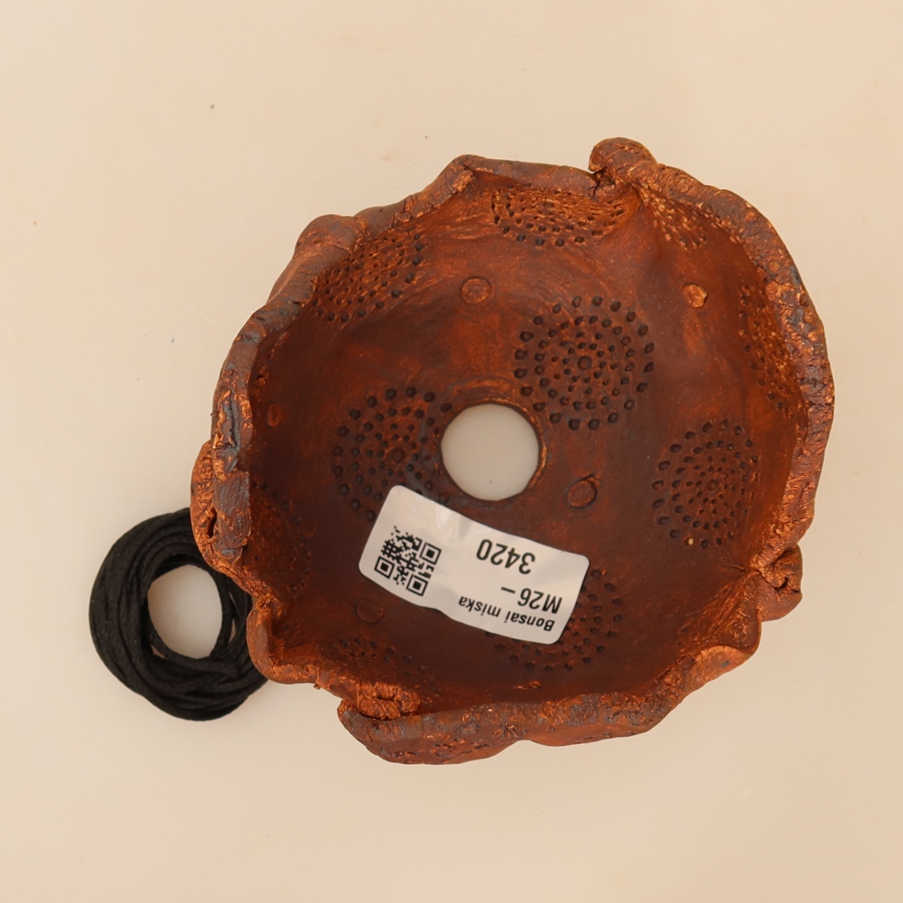 Kerámia kokedama-edény, 10 x 9 x 9 cm, barna színű