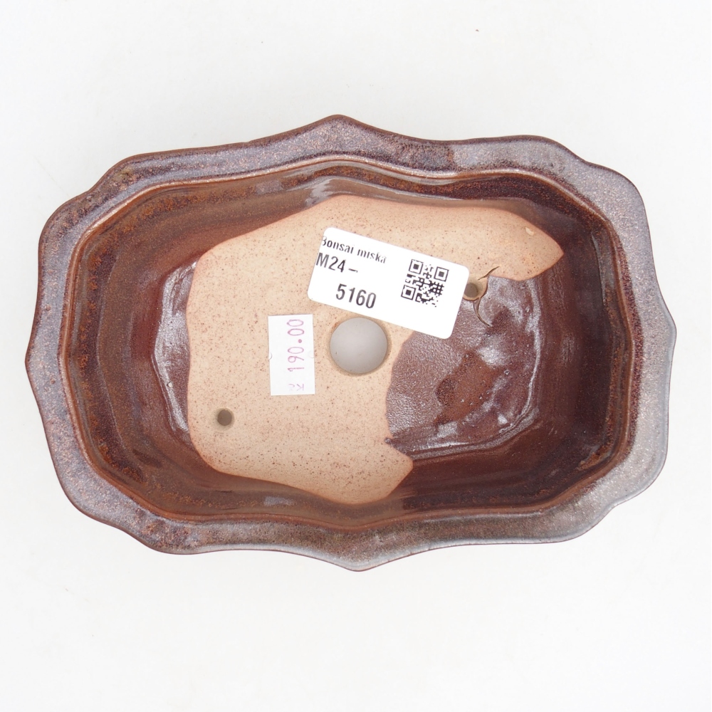 kerámia bonsai tál 15,5 x 11,5 x 4,5 cm, barna