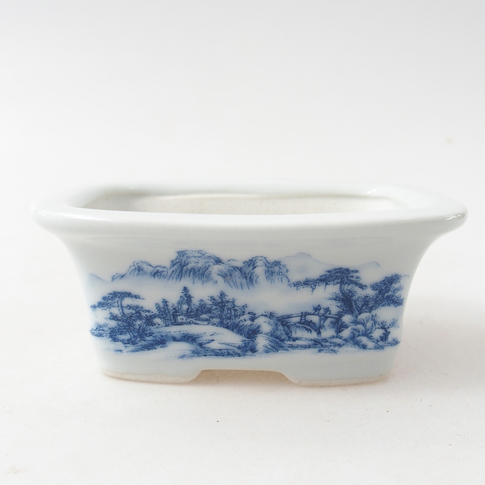 Mini bonsai tál 10 x 7,5 x 4 cm, fehér színben