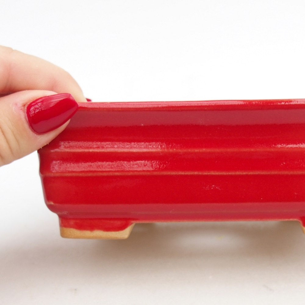 kerámia bonsai tál 13,5 x 10 x 4,5 cm, piros színű