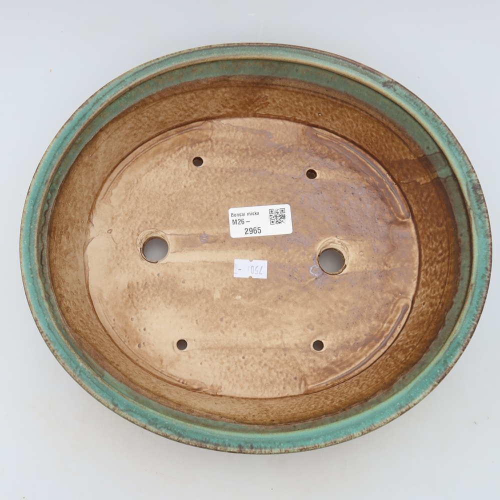 Kerámia bonsai tál, 27 x 24,5 x 6 cm, zöld színű
