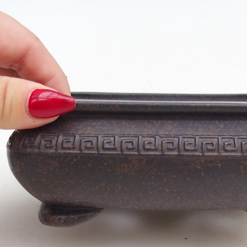 kerámia bonsai tál 14,5 x 10 x 5,5 cm, színe barnás okkersárga