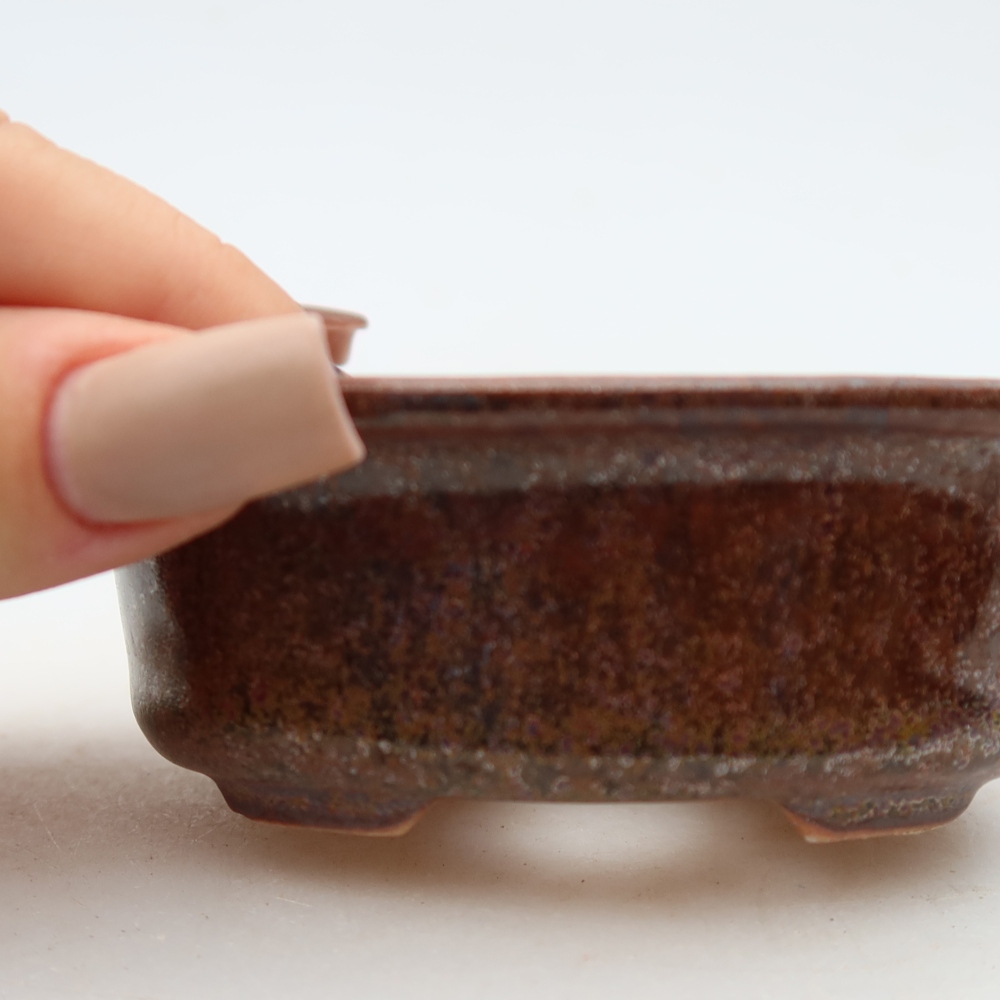 Kerámia bonsai tál, 9,5 x 6,5 x 3 cm, barna színű