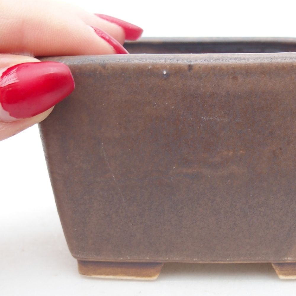 kerámia bonsai tál 8,5 x 8,5 x 5,5 cm, barna