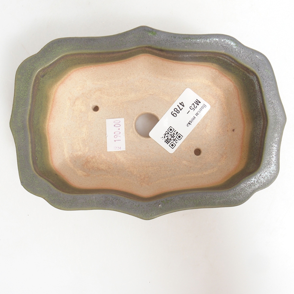 Kerámia bonsai tál 15,5 x 11,5 x 4,5 cm, zöld