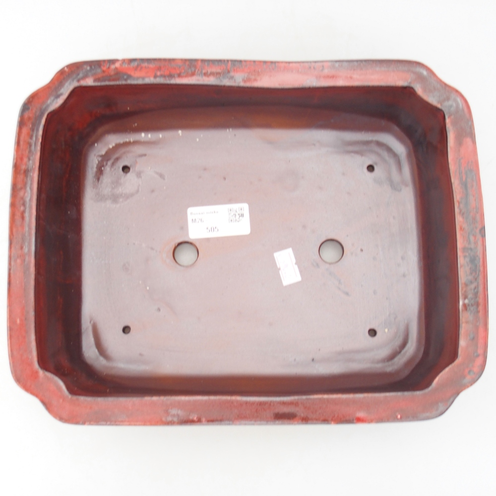 kerámia bonsai tál 28 x 22 x 7 cm, piros színben