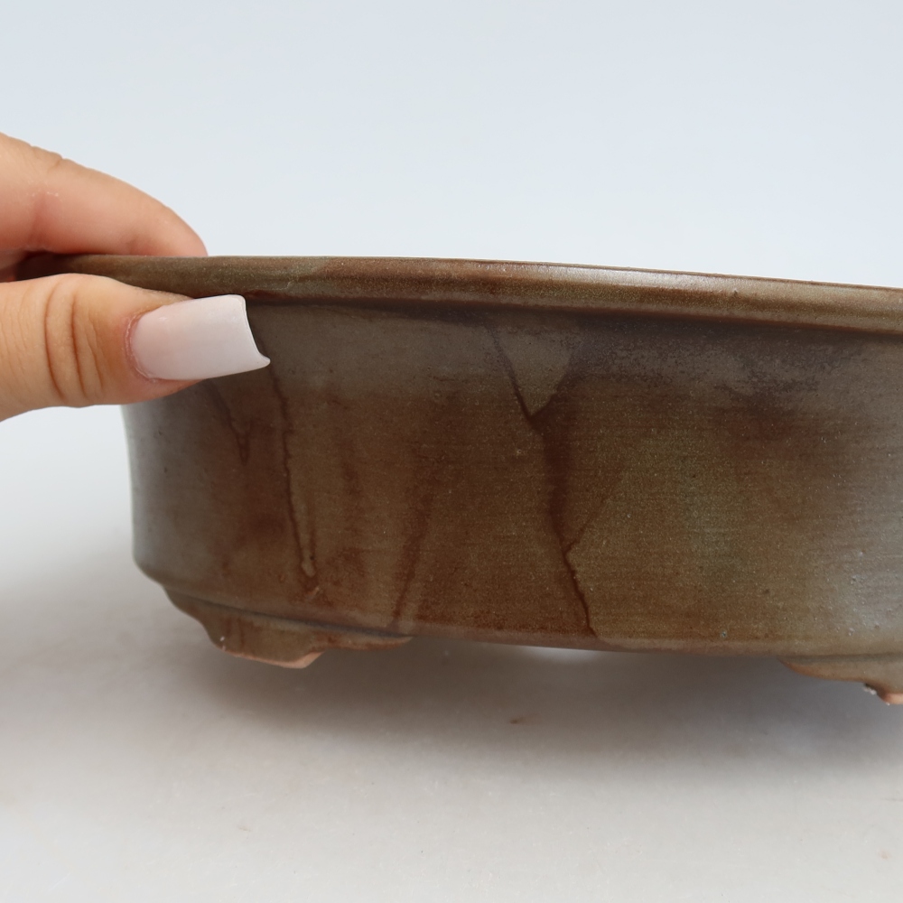 Kerámia bonsai-tál, 22 x 17,5 x 6,5 cm, barna színű