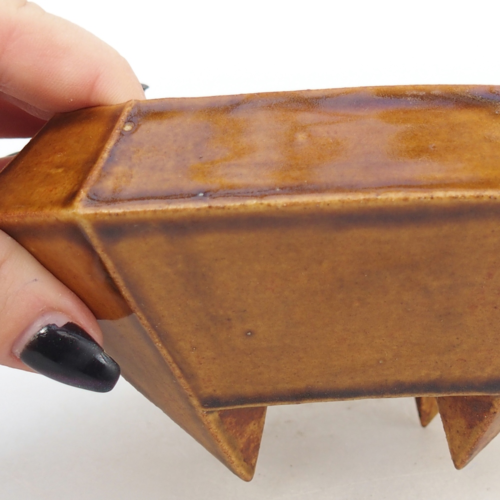 kerámia bonsai tál 13,5 x 13,5 x 7,5 cm, barna