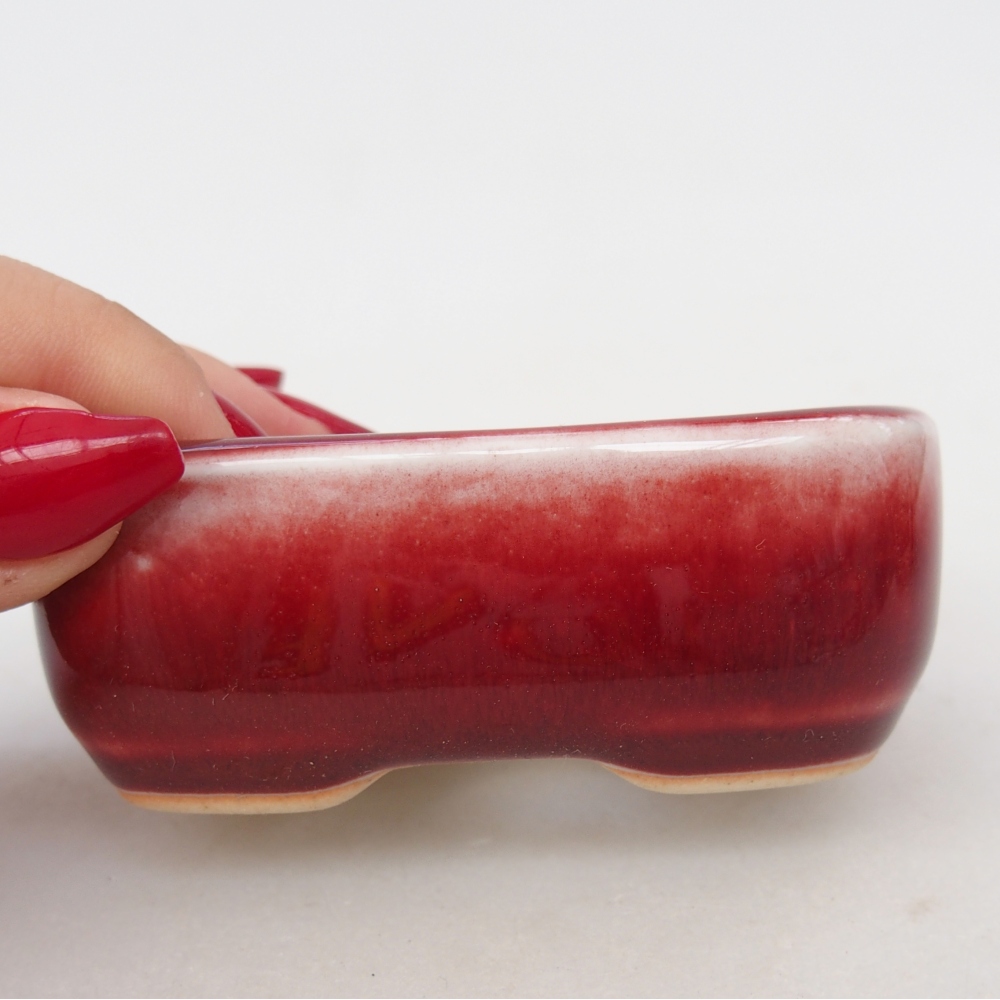 Mini bonsai tál 8 x 6 x 3 cm, piros színben