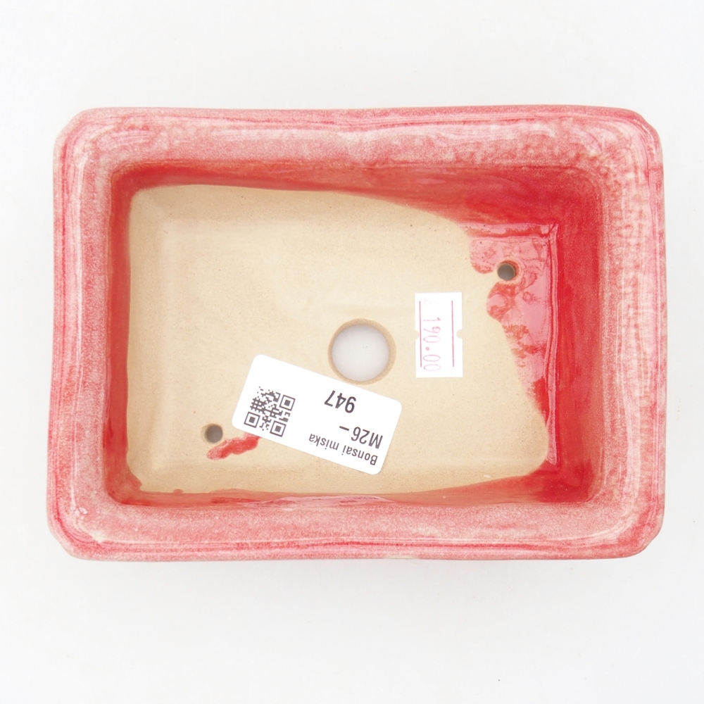 kerámia bonsai tál 13,5 x 10 x 4 cm, piros színű