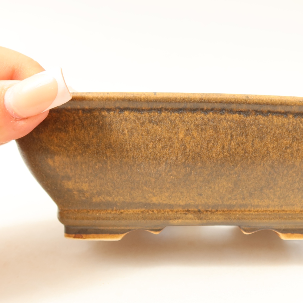 Kerámia bonsai tál, 15 x 12 x 5,5 cm, barna színű