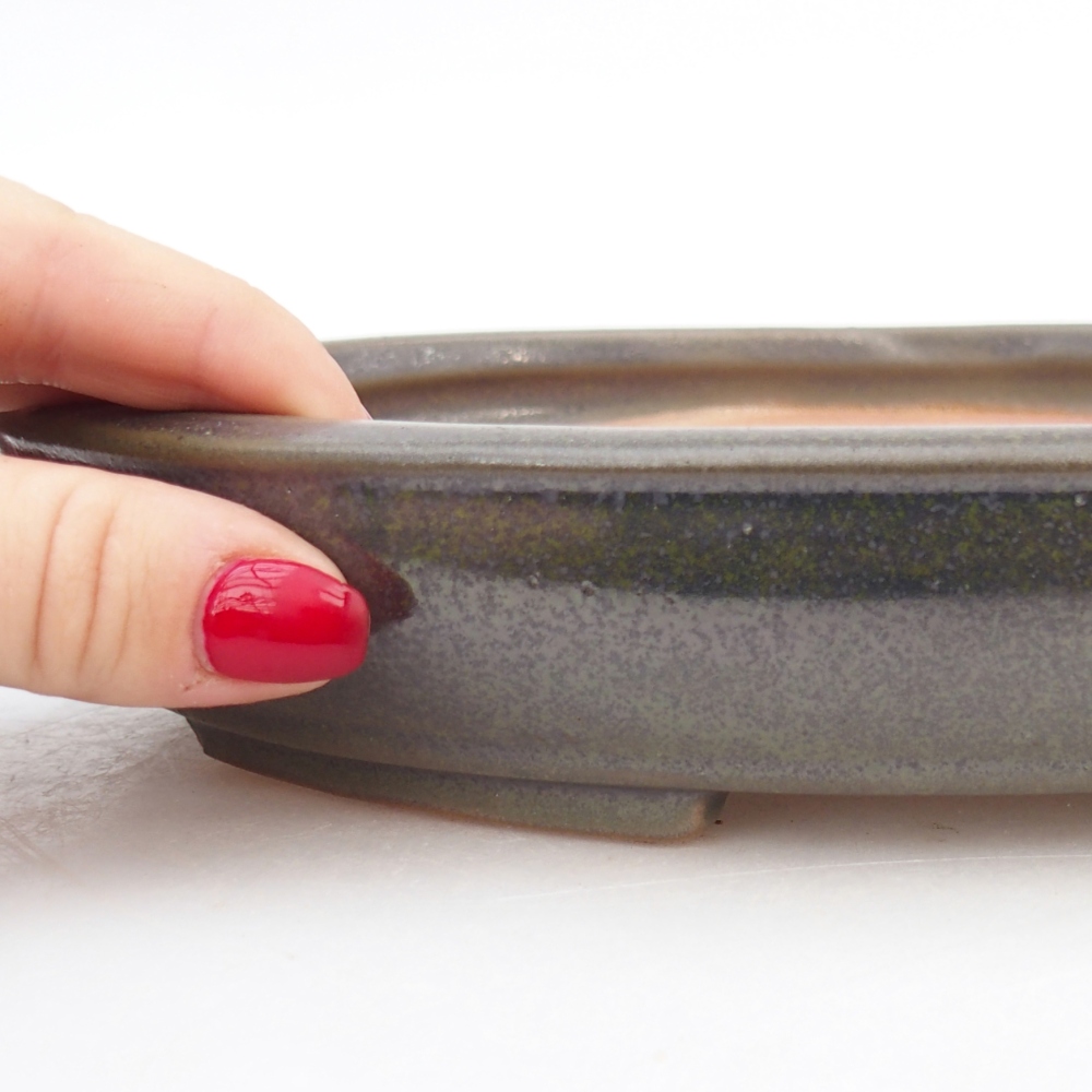 kerámia bonsai tál 24 x 20 x 4 cm, zöld