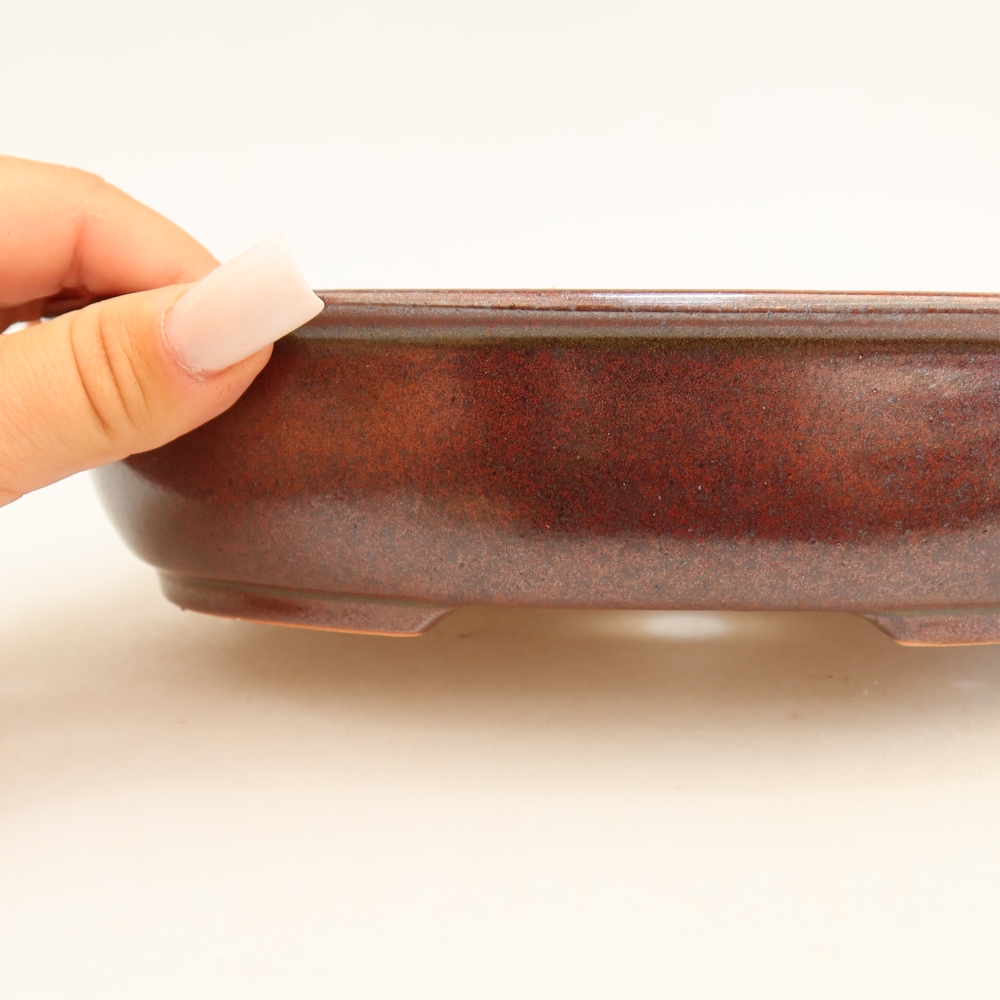 Kerámia bonsai-tál 22 x 17 x 5 cm, bordó színű