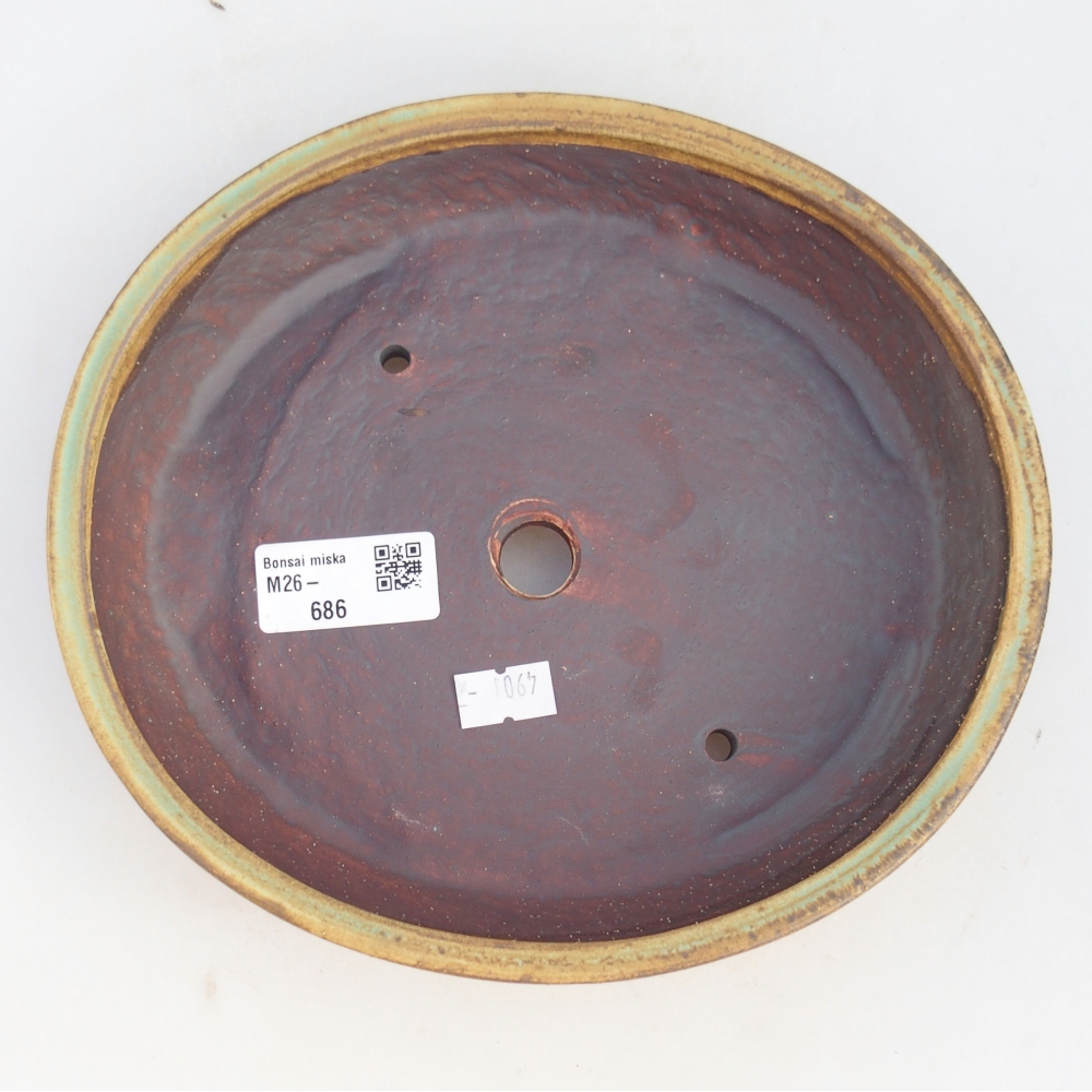 bonsai kerámia tál 21 x 19 x 4,5 cm, zöld