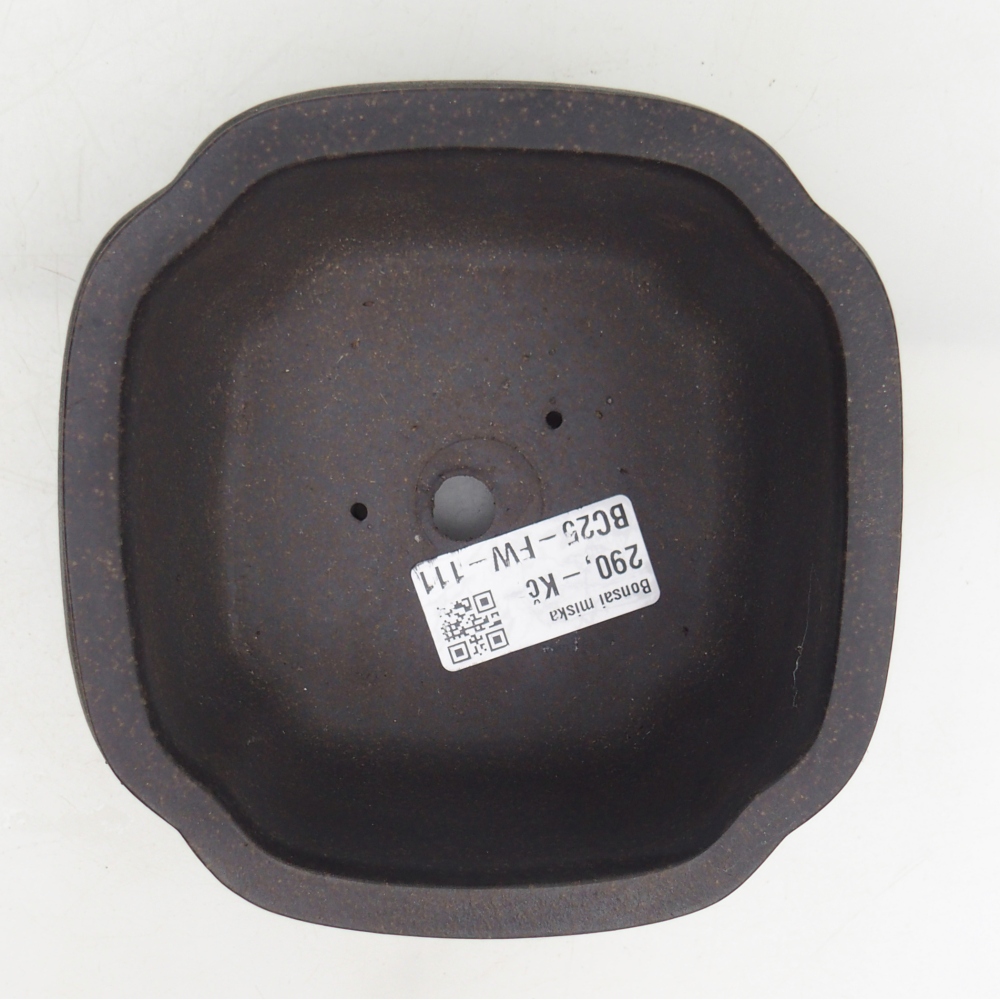 kerámia bonsai tál 12 x 12 x 7 cm, színe barnás okkersárga