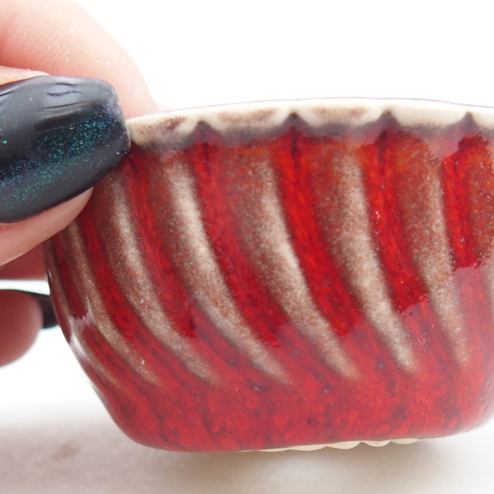 Mini bonsai tál 5,5 x 5,5 x 2,5 cm, piros színben