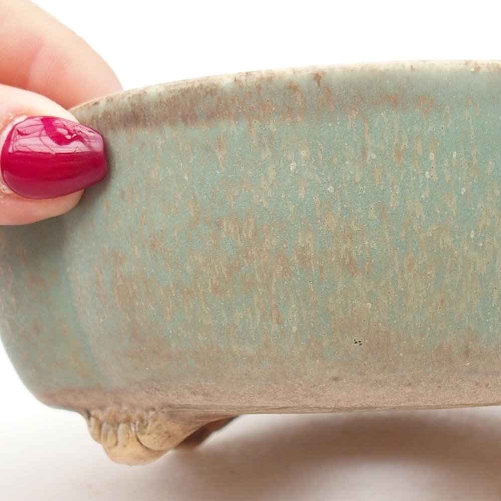 kerámia bonsai tál 13,5 x 13 x 5 cm, zöld