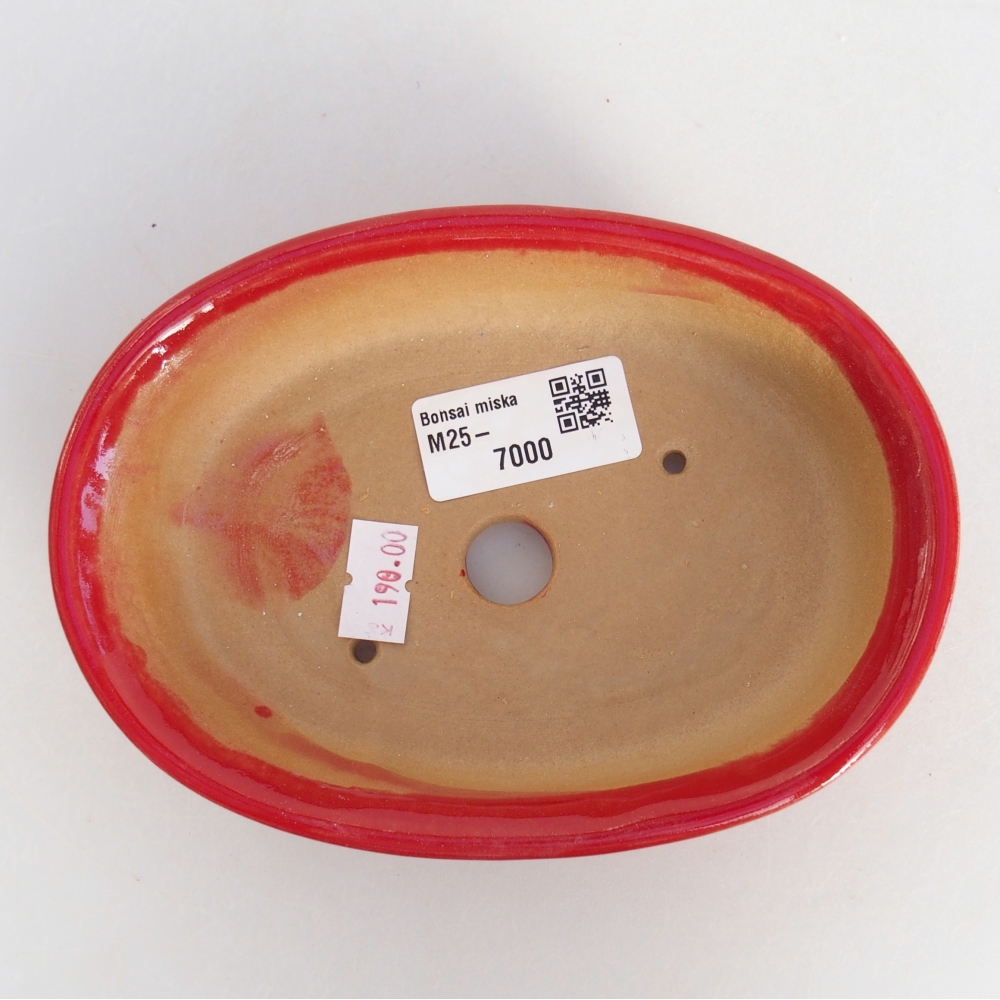 kerámia bonsai tál 15 x 10,5 x 3,5 cm, piros színű
