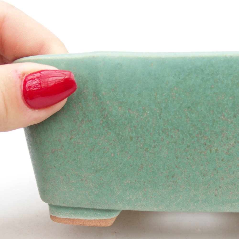 Kerámia bonsai tál 13,5 x 10,5 x 6 cm, zöld