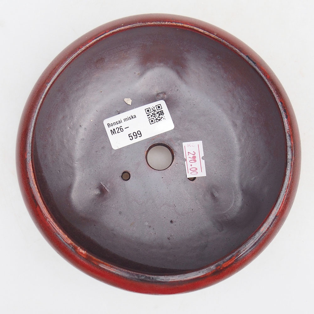 kerámia bonsai tál 14 x 14 x 6,5 cm, piros színű