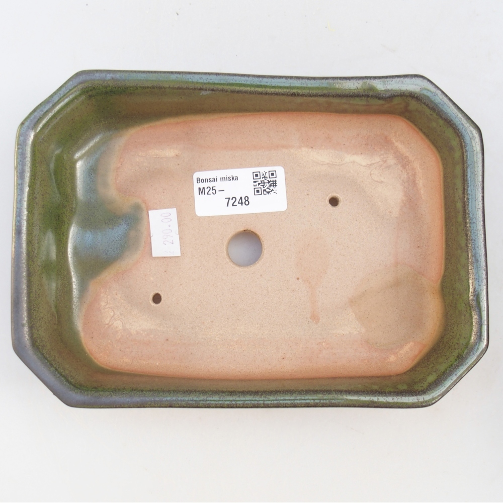 Kerámia bonsai tál 19 x 13 x 4 cm, zöld
