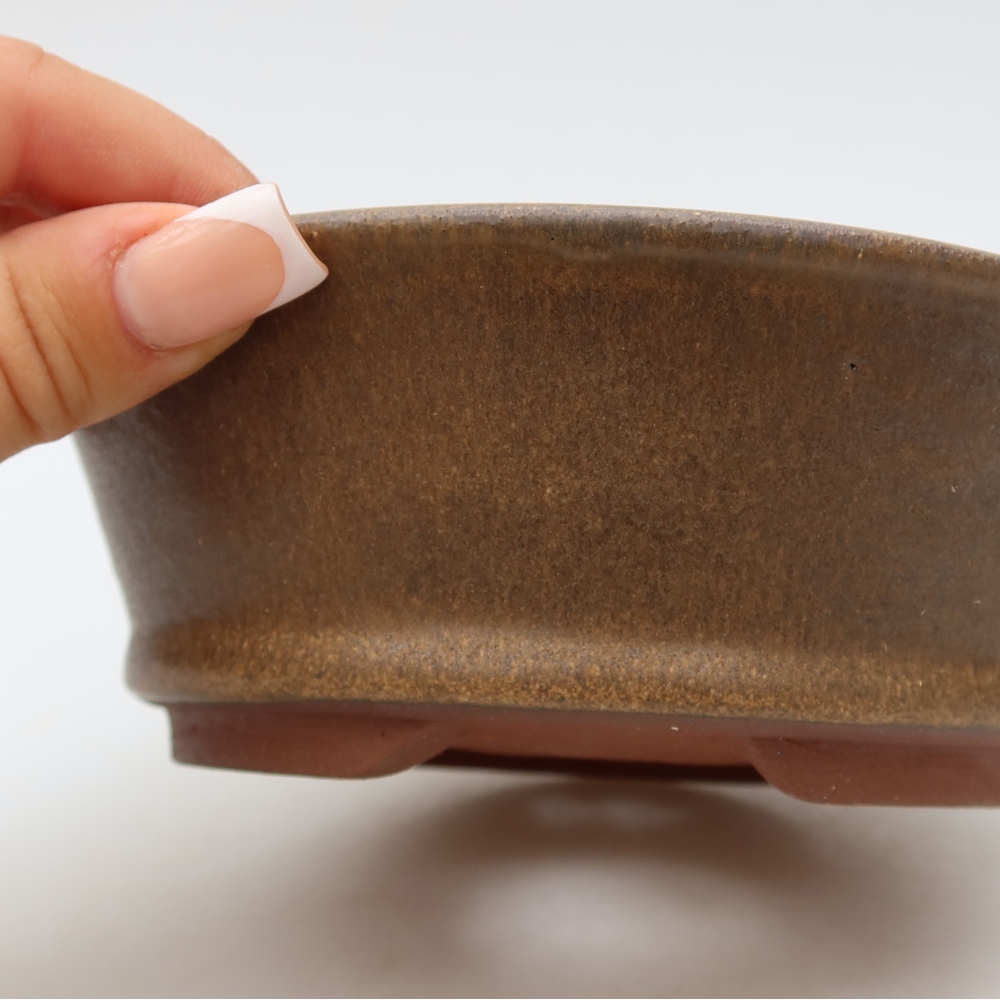 Kerámia bonsai tál, 15,5 x 15,5 x 5,5 cm, barna színű
