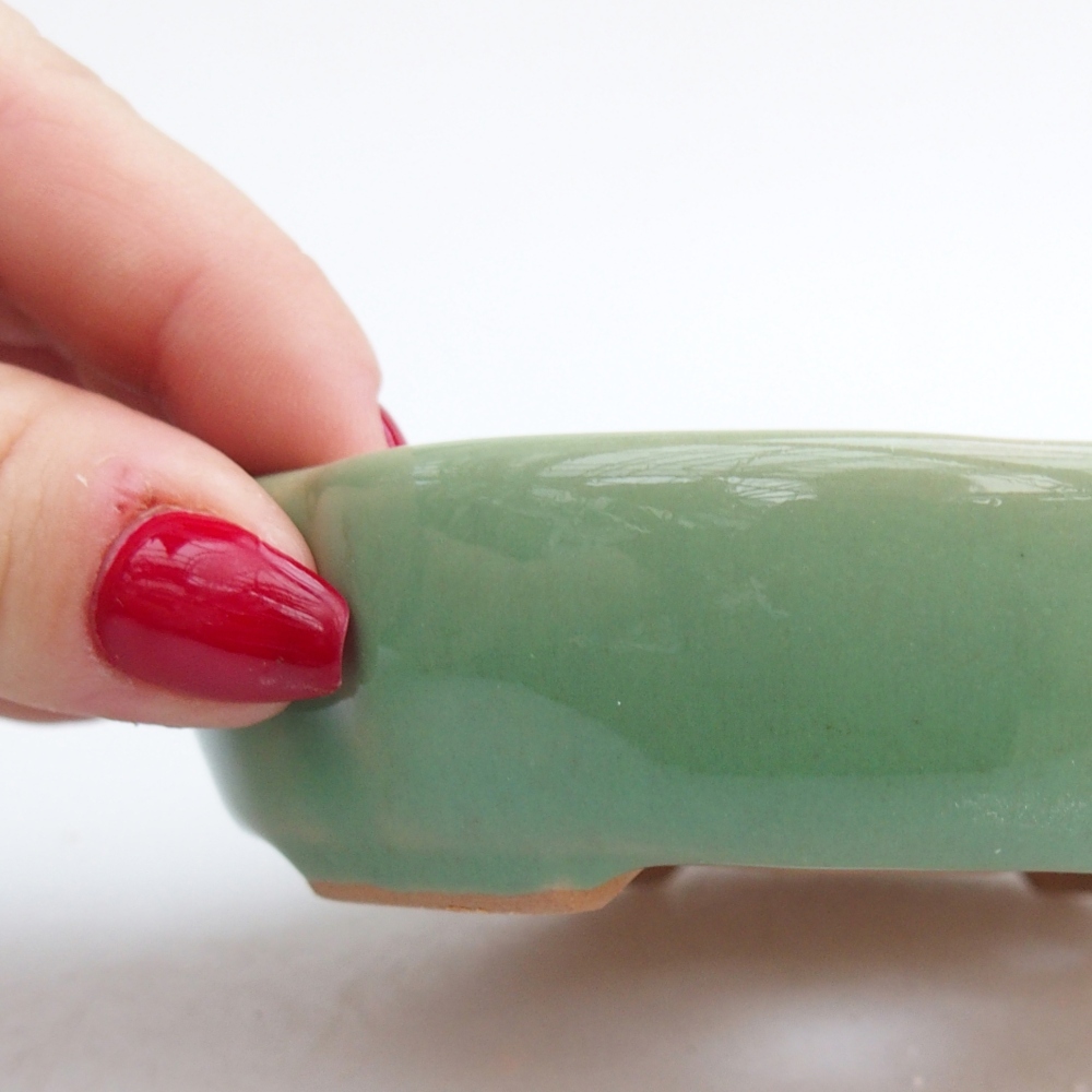 kerámia bonsai tál 11 x 11 x 3 cm, zöld