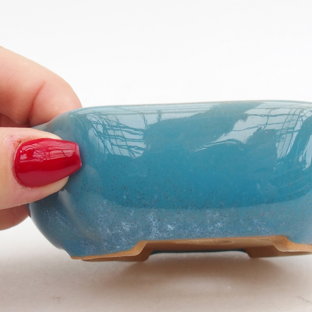 kerámia bonsai tál 10,5 x 9 x 3,5 cm, kék színben