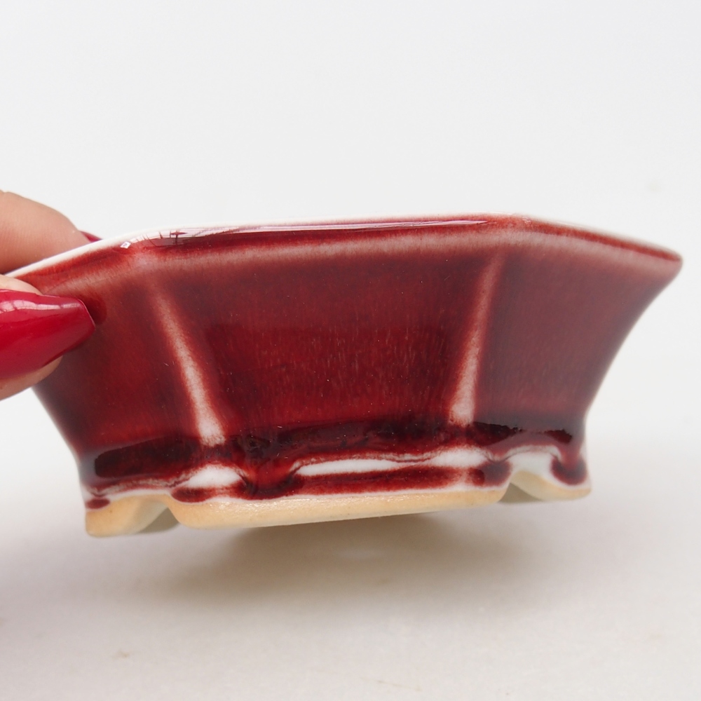 Mini bonsai tál 11 x 10 x 3,5 cm, piros színben