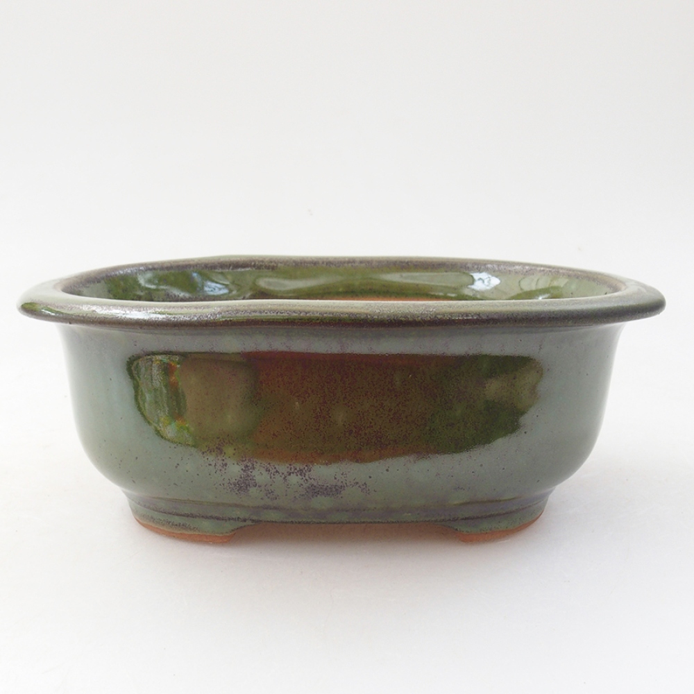 kerámia bonsai tál 15,5 x 12 x 5,5 cm, zöld
